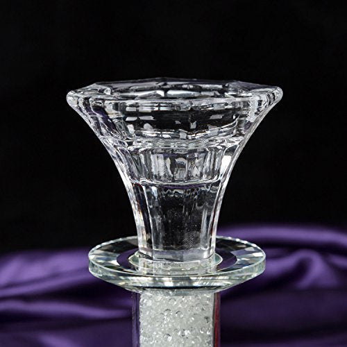 Crystal Tea light Dinner Candle Holder Set 2, Crushed Diamond - Gift Box