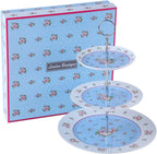Full Porcelain Gift Set - 3 Tier Cake Stand, Teapot, Milk Jug, 2 Cups 2 Saucers  - Chic Vintage Floral - Gift Box (Blue Rose)