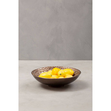 Pewter Decorative Bowl with Raised Tile Texture