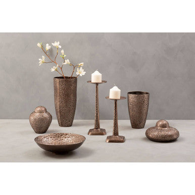 Pewter Decorative Bowl with Raised Tile Texture