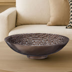 Pewter Decorative Bowl with Raised Tile Texture