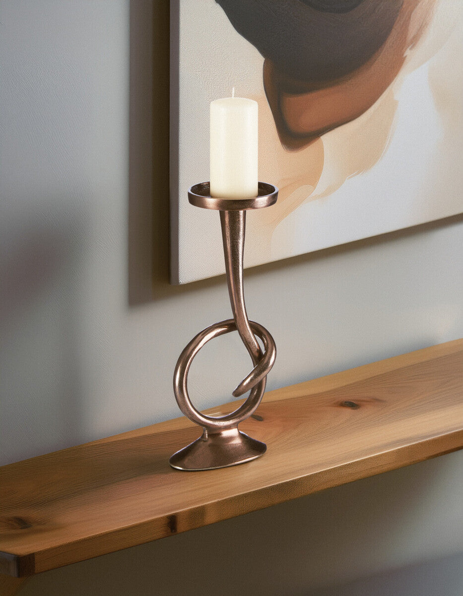 Twist Bronze Taper Candle Holder with Oval Base