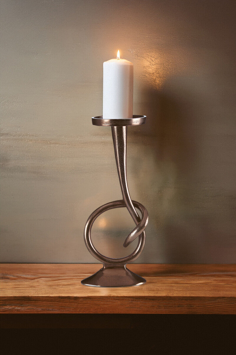 Twist Bronze Taper Candle Holder with Oval Base