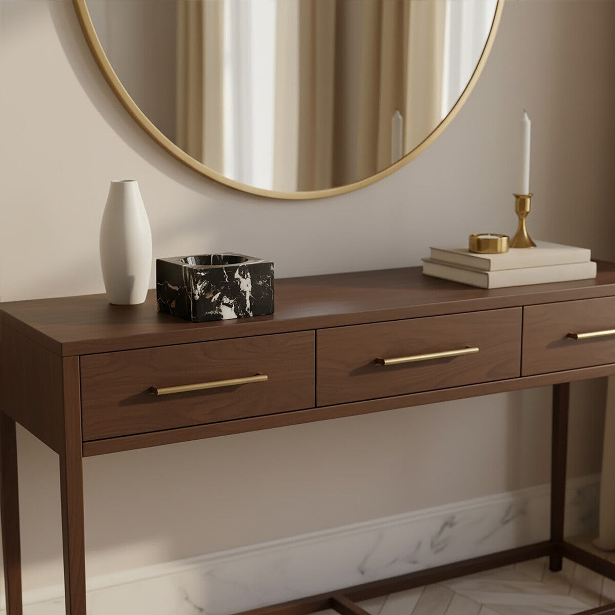 Square Black Marble Decorative Bowl with White Veining