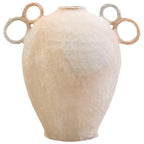 Large Cotton Mâché Vase with Decorative Handles