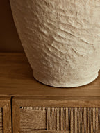 Large Cotton Mâché Vase with Decorative Handles