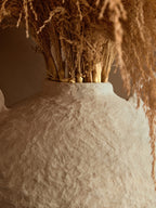 Large Cotton Mâché Vase with Decorative Handles