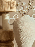 Large Cotton Mâché Vase with Decorative Handles