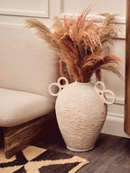 Large Cotton Mâché Vase with Decorative Handles