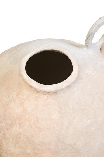 Large Cotton Mâché Vase with Decorative Handles