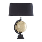 Churchill Globe Antique Brass Table Lamp with Black Shade