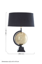 Churchill Globe Antique Brass Table Lamp with Black Shade
