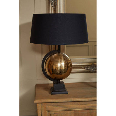 Churchill Globe Antique Brass Table Lamp with Black Shade