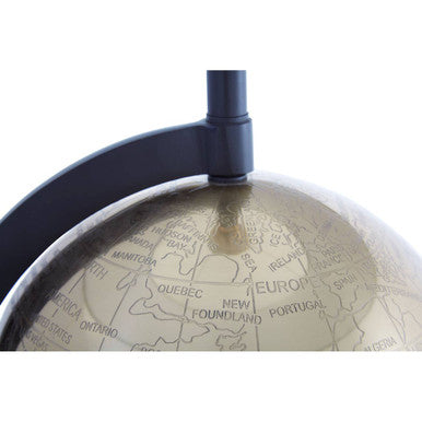 Churchill Globe Antique Brass Table Lamp with Black Shade
