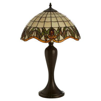 Wisteria Tiffany Stained Glass Table Lamp with Bronze Base