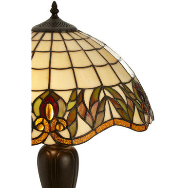 Wisteria Tiffany Stained Glass Table Lamp with Bronze Base