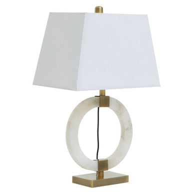 Circular Marble Ring Table Lamp with Ivory Shade