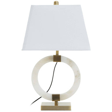 Circular Marble Ring Table Lamp with Ivory Shade