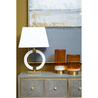 Circular Marble Ring Table Lamp with Ivory Shade