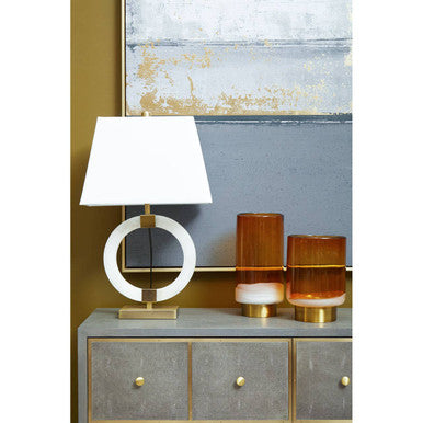 Circular Marble Ring Table Lamp with Ivory Shade