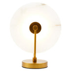 White Marble Disc Table Lamp with Gold Finish Base