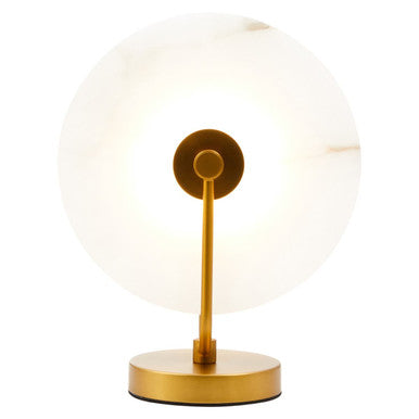 White Marble Disc Table Lamp with Gold Finish Base