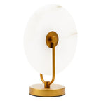 White Marble Disc Table Lamp with Gold Finish Base