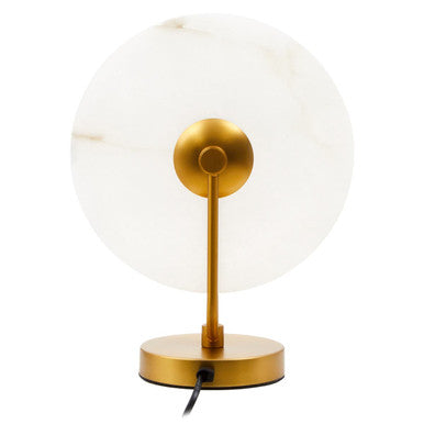 White Marble Disc Table Lamp with Gold Finish Base