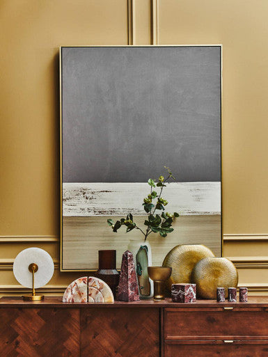 White Marble Disc Table Lamp with Gold Finish Base