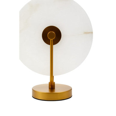 White Marble Disc Table Lamp with Gold Finish Base