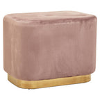 Dusty Pink Velvet Rectangular Pouffe with Matte Gold Base