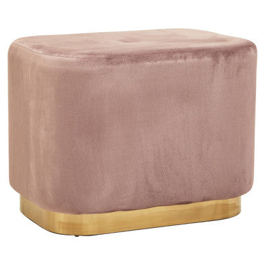 Dusty Pink Velvet Rectangular Pouffe with Matte Gold Base