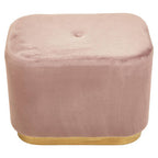 Dusty Pink Velvet Rectangular Pouffe with Matte Gold Base