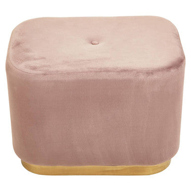 Dusty Pink Velvet Rectangular Pouffe with Matte Gold Base