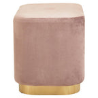 Dusty Pink Velvet Rectangular Pouffe with Matte Gold Base