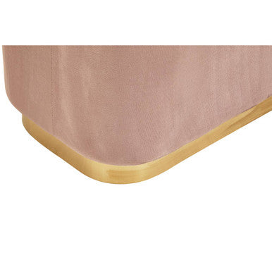 Dusty Pink Velvet Rectangular Pouffe with Matte Gold Base