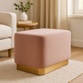 Dusty Pink Velvet Rectangular Pouffe with Matte Gold Base