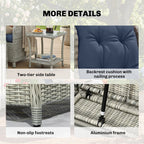 5 Piece Rattan Garden Furniture Set, Reclining Chair Set of 2 with Footstool