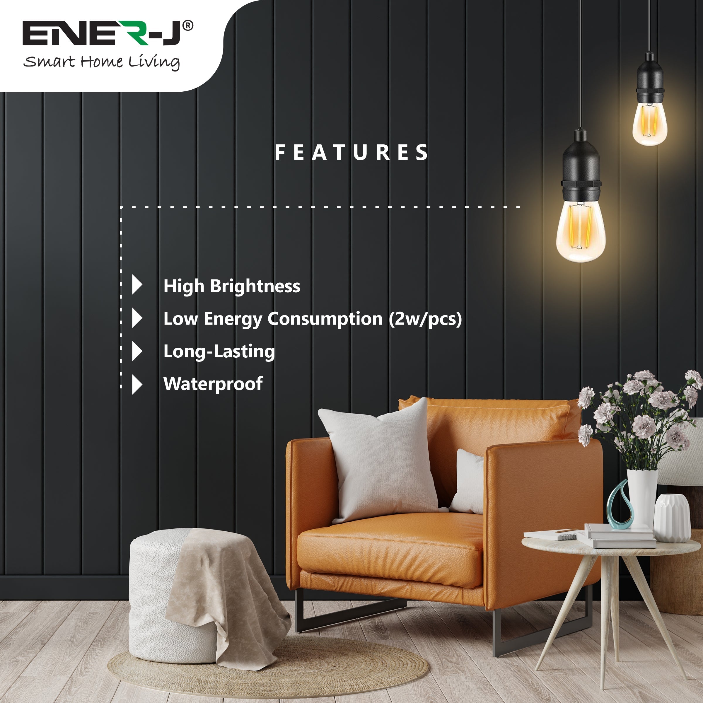 LED Filament String Light Kit, Vintage LED Bulbs, Waterproof 48ft
