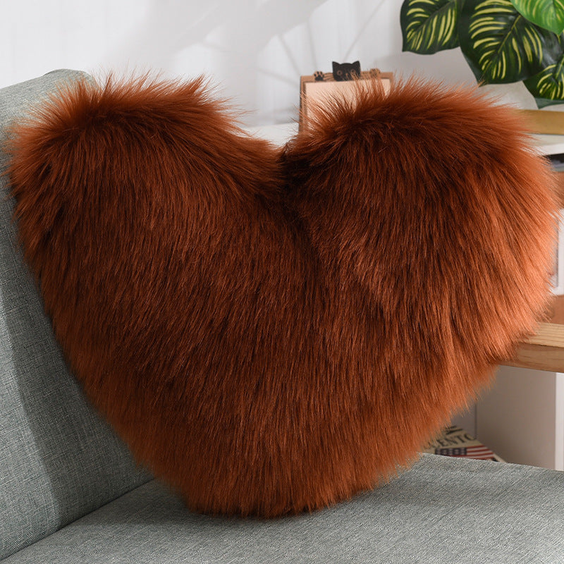 Heart Shape Plush Fluffy Shaggy Cushion