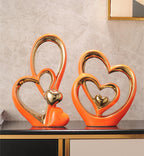 Double Heart Heart Ceramic Statue
