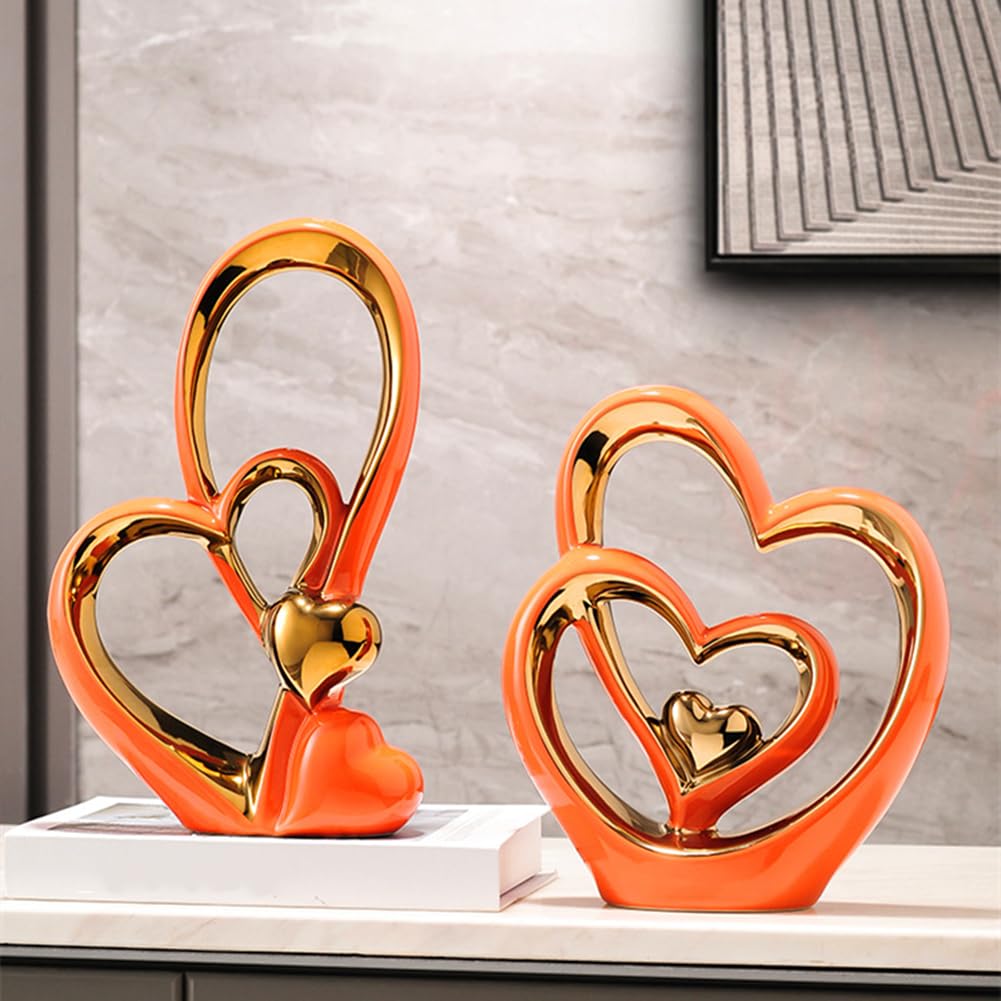 Double Heart Heart Ceramic Statue
