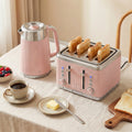 Electric Stainless Steel Kettle and Toaster Set - Pink