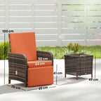 3 Pieces Rattan Bistro Set Balcony Furniture with Cushions