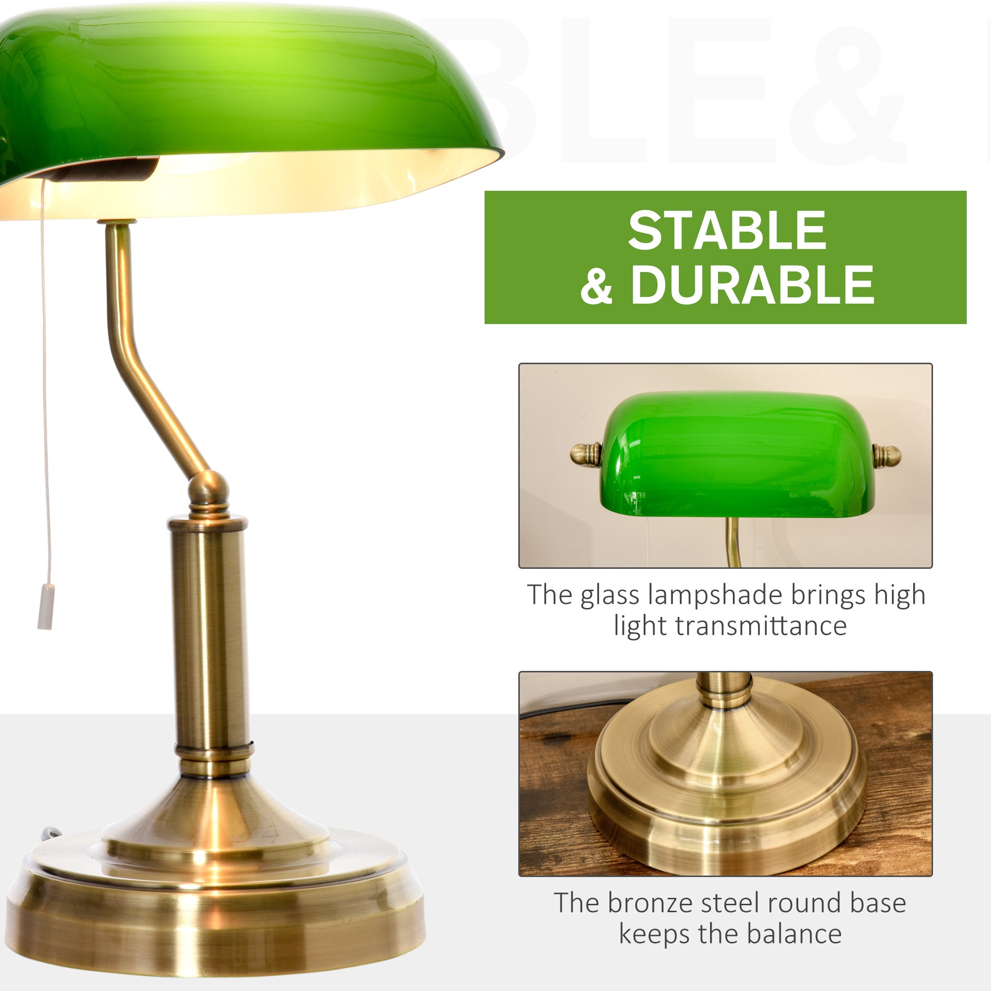 Banker's Table Lamps Set of 2 with Antique Bronze Tone Base