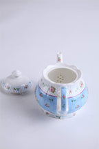 Porcelain Gift Set - Teapot, Sugar Bowl, Cream Milk Jug - Chic Vintage Floral - Gift Box (Blue Rose)