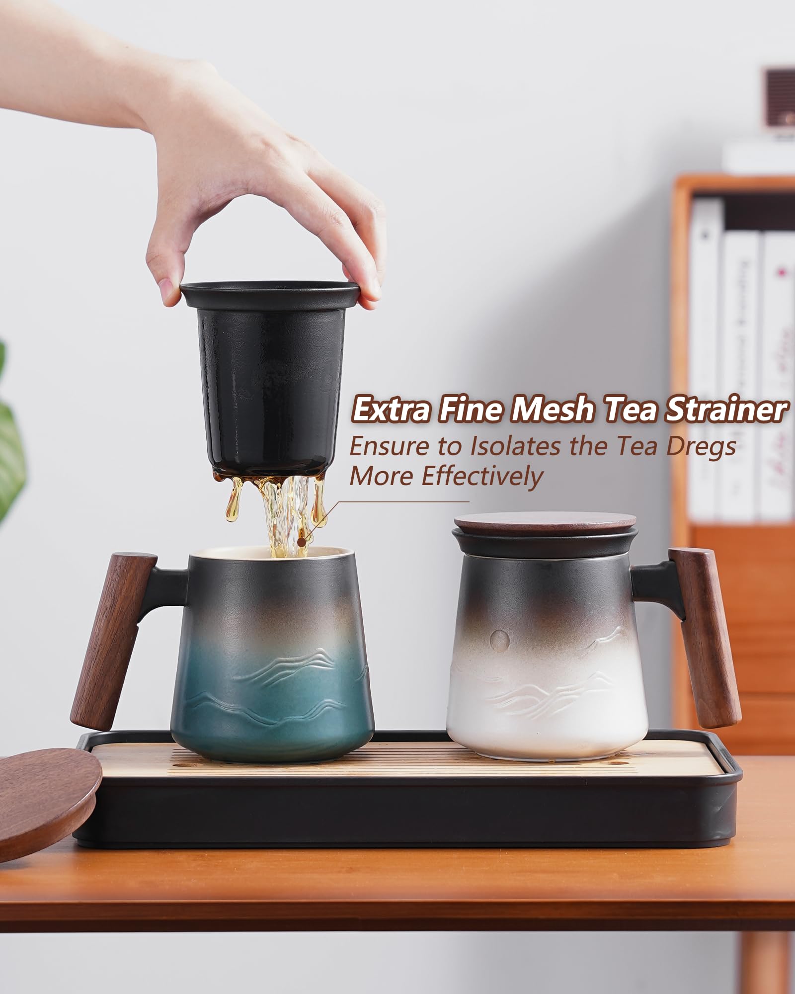 Ceramic Tea Mug with Infuser and Lid for Loose Leaf Tea Diffusers