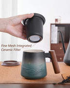 Ceramic Tea Mug with Infuser and Lid for Loose Leaf Tea Diffusers