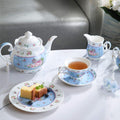 Porcelain Gift Set - Teapot, Sugar Bowl, Cream Milk Jug - Chic Vintage Floral - Gift Box (Blue Rose)