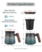 Ceramic Tea Mug with Infuser and Lid for Loose Leaf Tea Diffusers